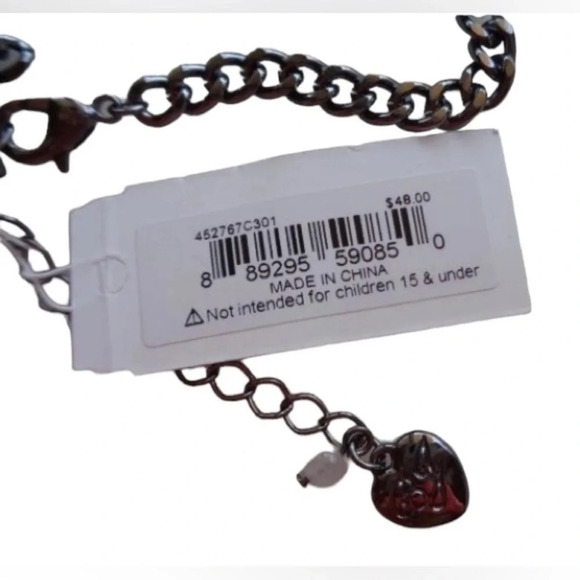 BETSEY JOHNSON Jack-o-Lantern Hematite & Crystal Pumpkin Necklace Halloween NWT - Picture 5 of 7